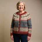Laura - Women's Fair Isle Button-Front Cardigan