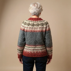 Laura - Women's Fair Isle Button-Front Cardigan