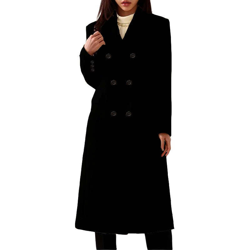 Laura - Women's Longline Double-Breasted Lapel Coat 3