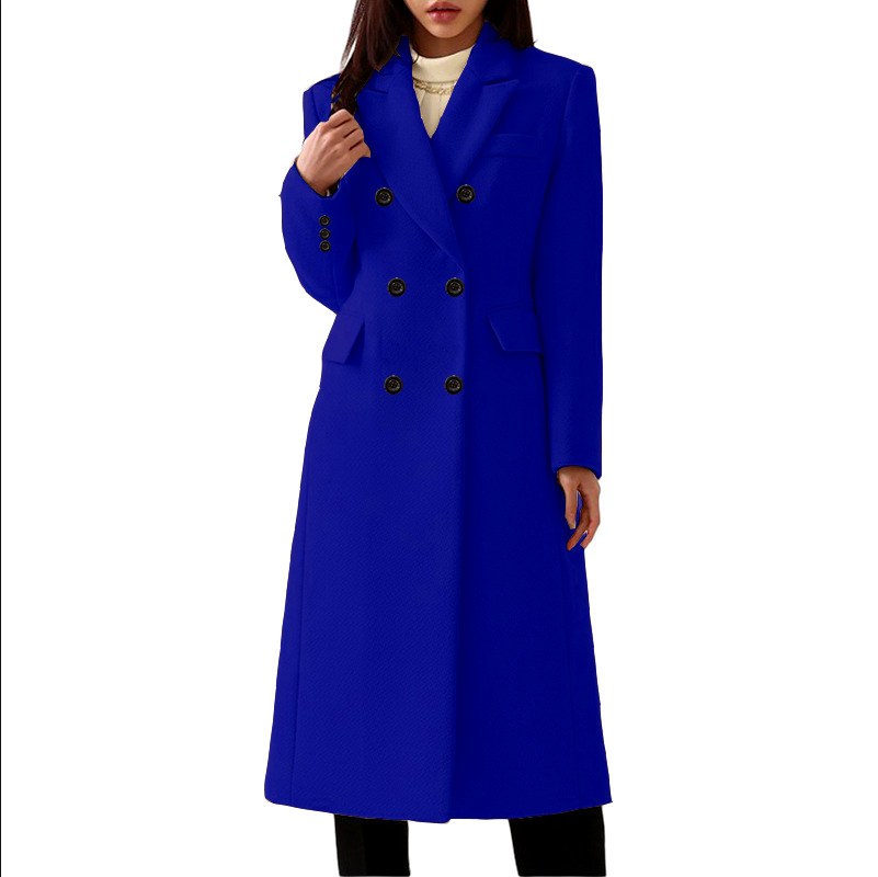 Laura - Women's Longline Double-Breasted Lapel Coat 5