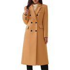 Laura - Women's Longline Double-Breasted Lapel Coat