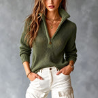 Lauren - Women's Quarter Zip Collared Knit Sweater 2