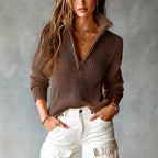 Lauren - Women's Quarter Zip Collared Knit Sweater 3