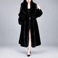 Laureta - Women's Longline Coat with Oversized Plush Collar 1