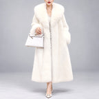 Laureta - Women's Longline Coat with Oversized Plush Collar 3