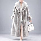 Laureta - Women's Longline Coat with Oversized Plush Collar 7