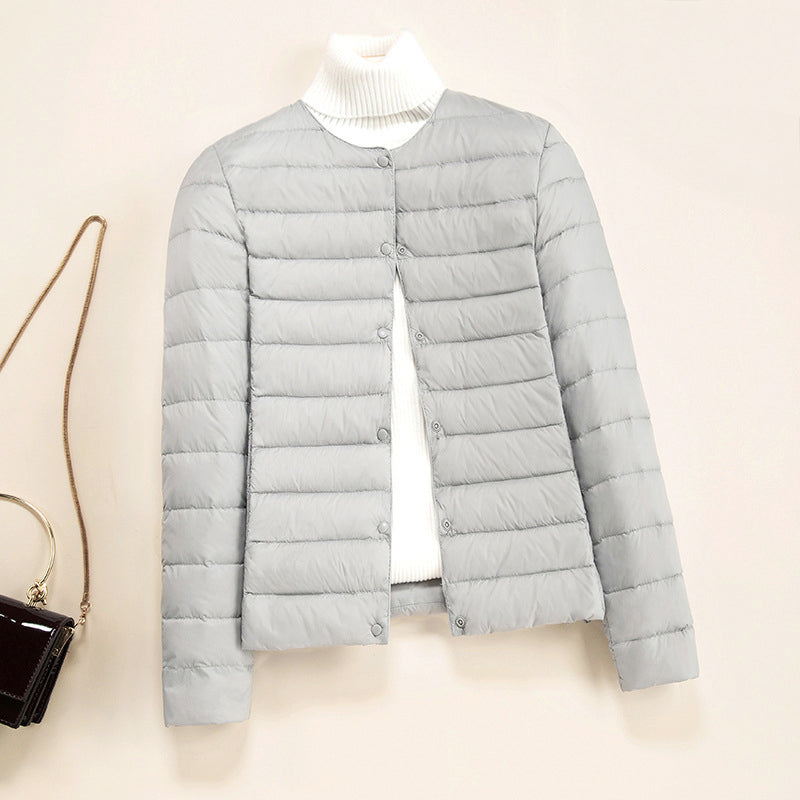 Layla - Women's Snap-Button Puffer Jacket with Horizontal Quilting