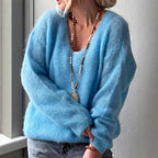 Leona - Women's Relaxed Fit Fuzzy Knit Pullover Sweater
