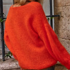Leona - Women's Relaxed Fit Fuzzy Knit Pullover Sweater
