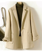 Lian - Women’s Mid-Length Plaid Coat with Folded Cuffs 5