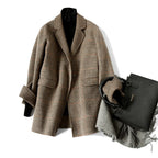 Lian - Women’s Mid-Length Plaid Coat with Folded Cuffs 6