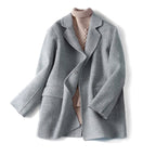 Lian - Women’s Mid-Length Plaid Coat with Folded Cuffs 9