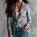 Lilian - Women's Faux Suede Floral Print Blazer 1