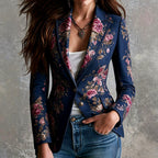 Lilian - Women's Faux Suede Floral Print Blazer 2