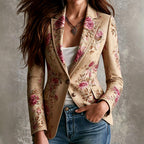 Lilian - Women's Faux Suede Floral Print Blazer 4