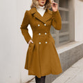 Liora - Women's Double-Breasted A-Line Coat with Notch Collar
