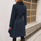 Liora - Women's Double-Breasted A-Line Coat with Notch Collar