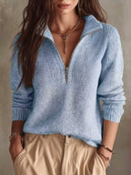 Liora - Women's Half-Zip Collared Knit Sweater 1