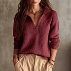Liora - Women's Half-Zip Collared Knit Sweater 3