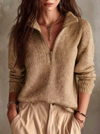 Liora - Women's Half-Zip Collared Knit Sweater 6