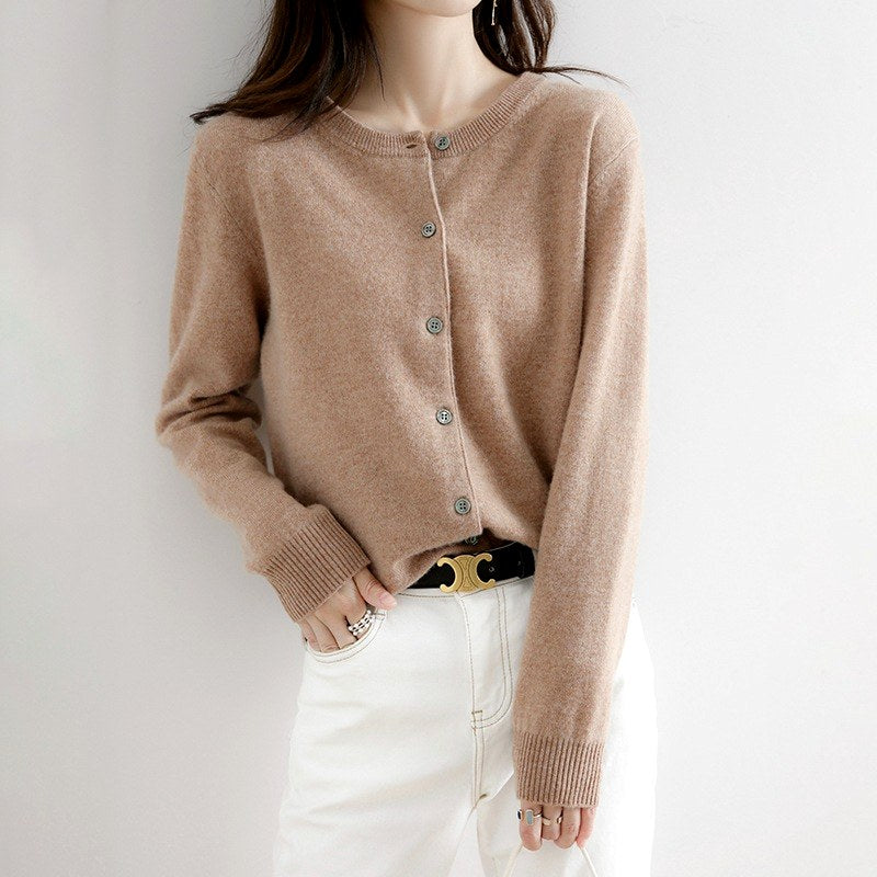 Liza - Women's Fine-Knit Long Sleeve Button Cardigan 1