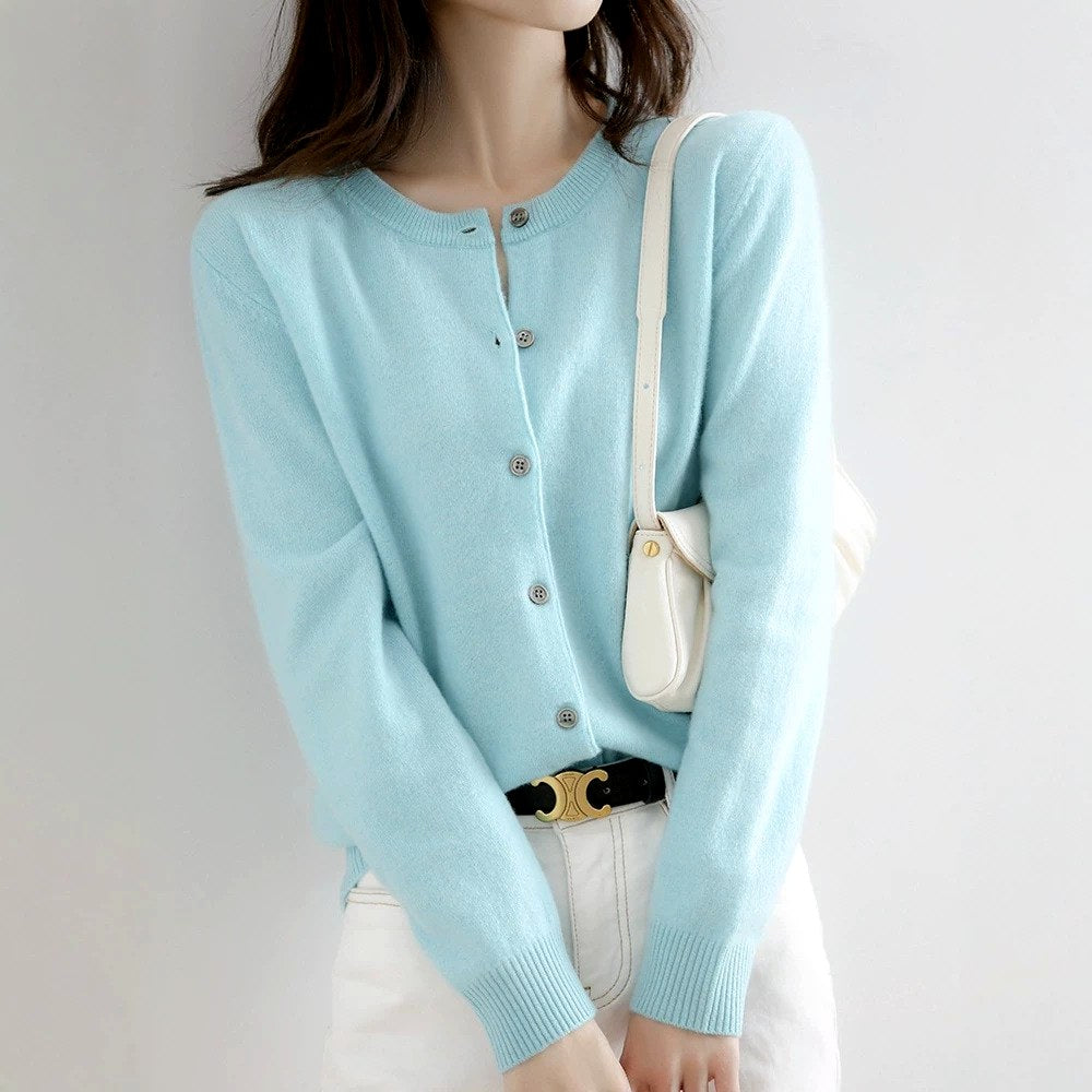 Liza - Women's Fine-Knit Long Sleeve Button Cardigan 3