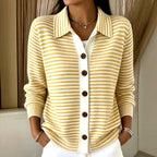 Liza - Women's Striped Collared Long Sleeve Cardigan 2
