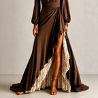 Lola - Women's Draped Asymmetric Ruffle Maxi Dress 3