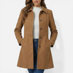 Lorraine - Women's Button-Front Midi Coat