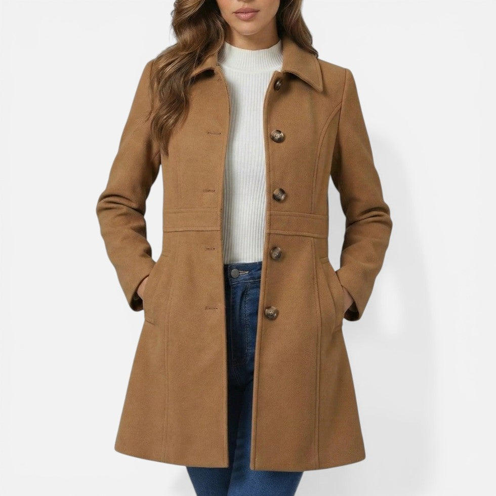 Lorraine - Women's Button-Front Midi Coat