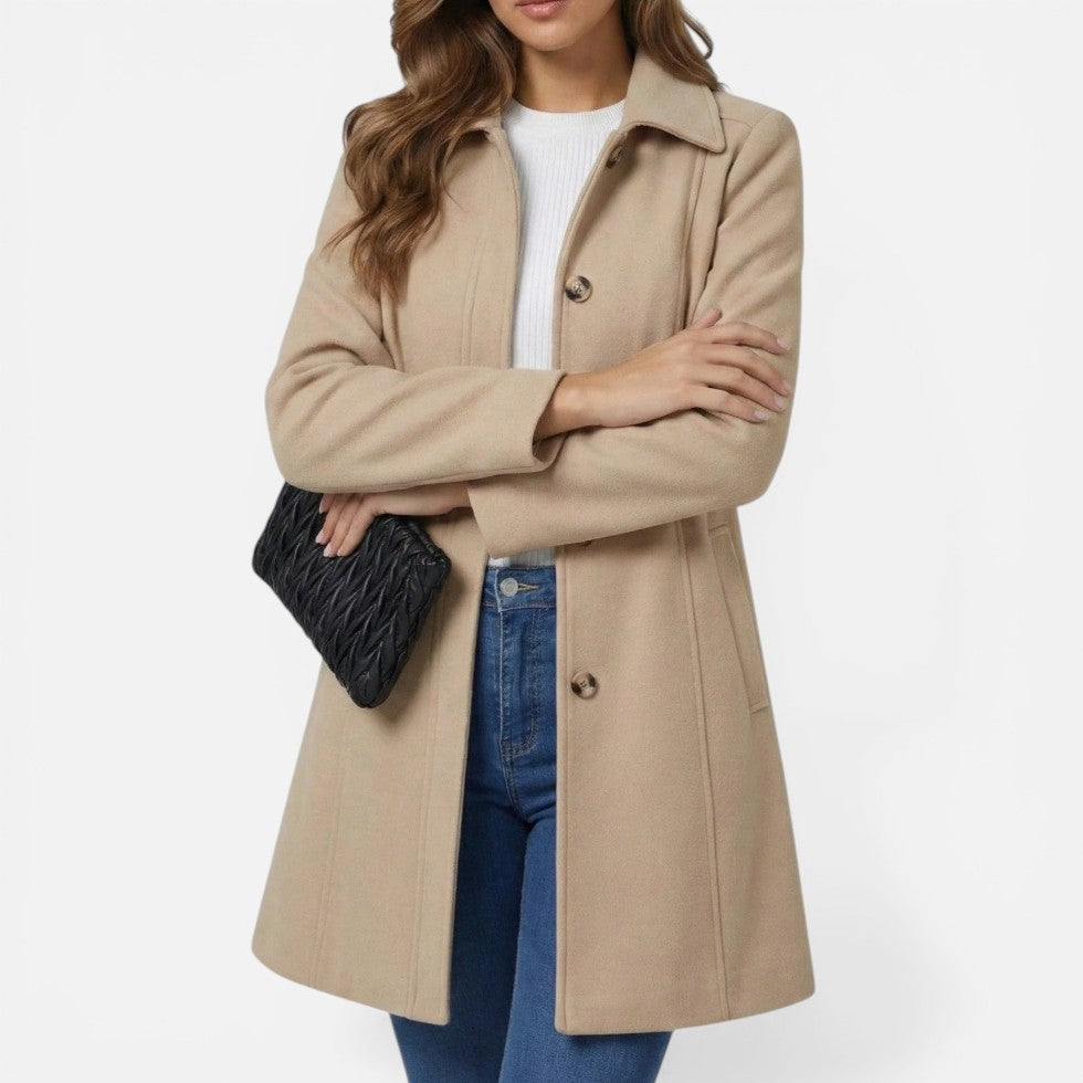 Lorraine - Women's Button-Front Midi Coat