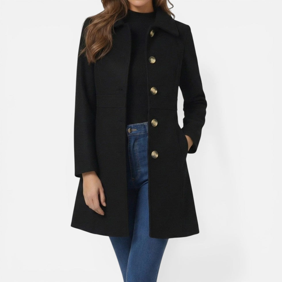 Lorraine - Women's Button-Front Midi Coat