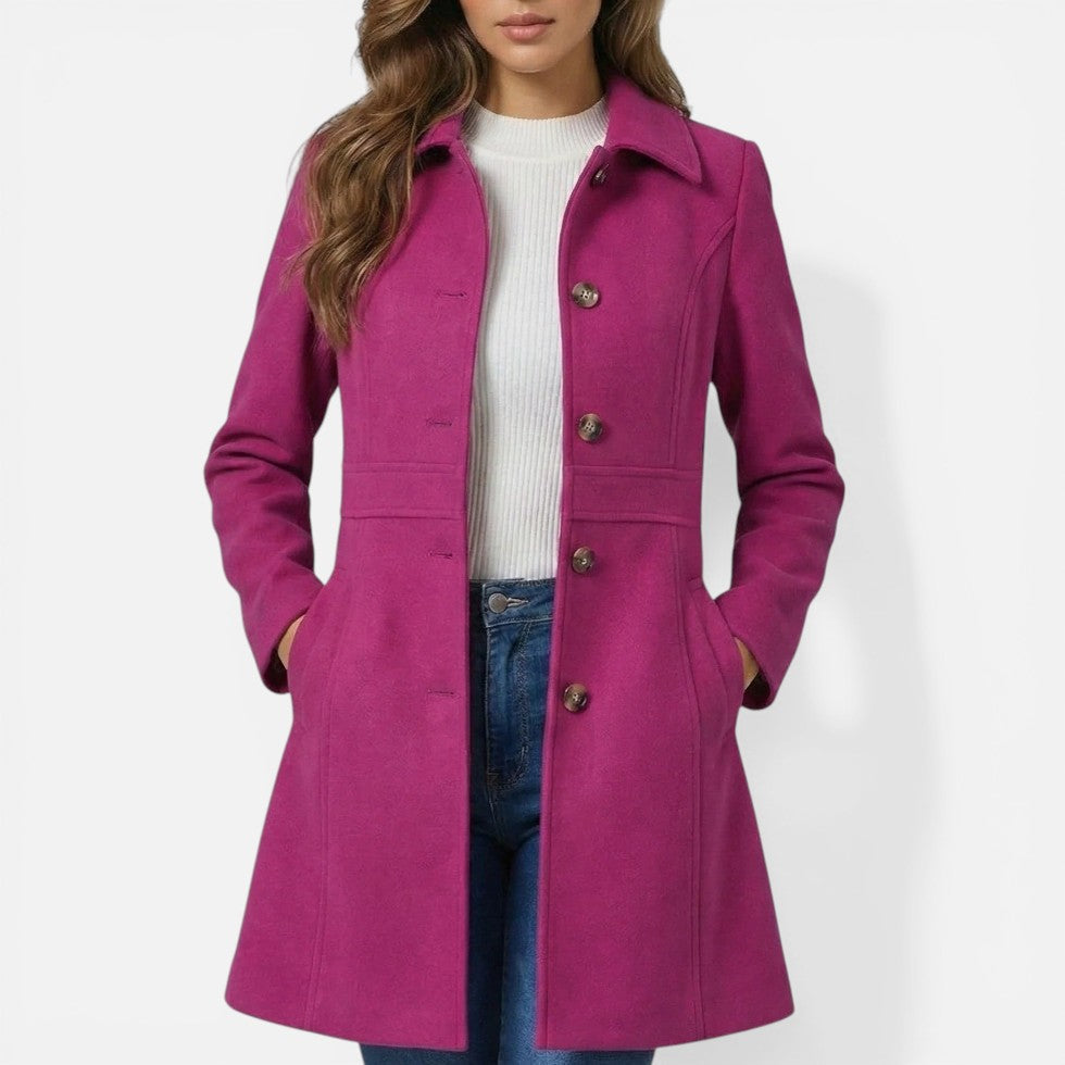 Lorraine - Women's Button-Front Midi Coat