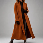 Lorraine - Women's Tailored Open-Front Maxi Coat 3