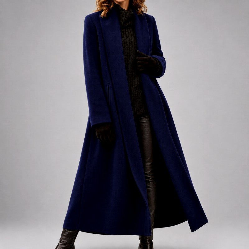 Lorraine - Women's Tailored Open-Front Maxi Coat 4