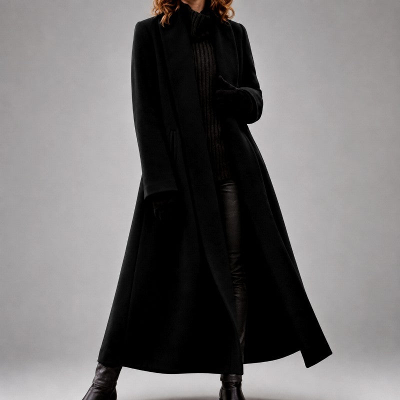 Lorraine - Women's Tailored Open-Front Maxi Coat 5