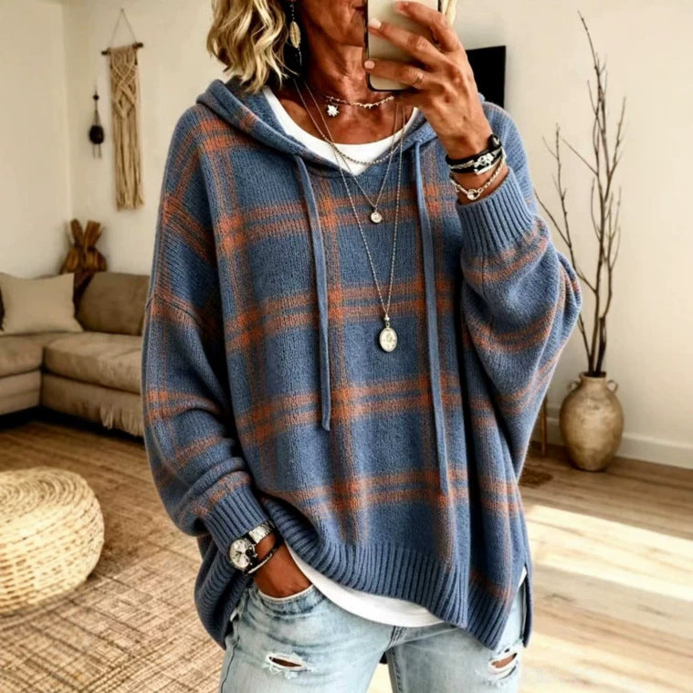 Lydia - Women's Plaid Drop Shoulder Oversized Hoodie 1