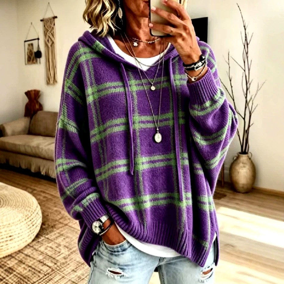 Lydia - Women's Plaid Drop Shoulder Oversized Hoodie 4