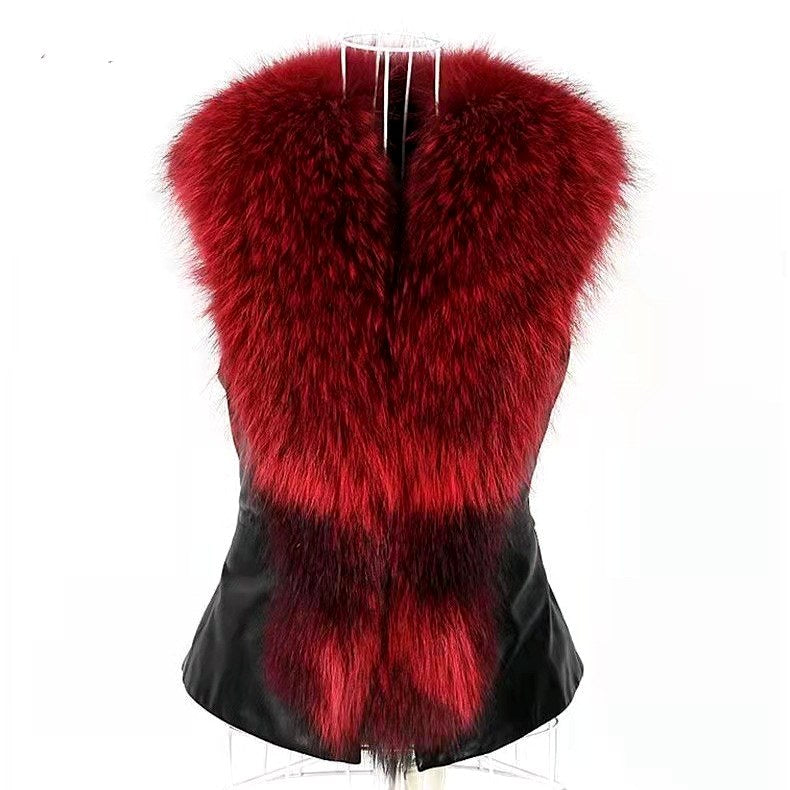Macey - Women's Faux Fur Trimmed Sleeveless Vest 3