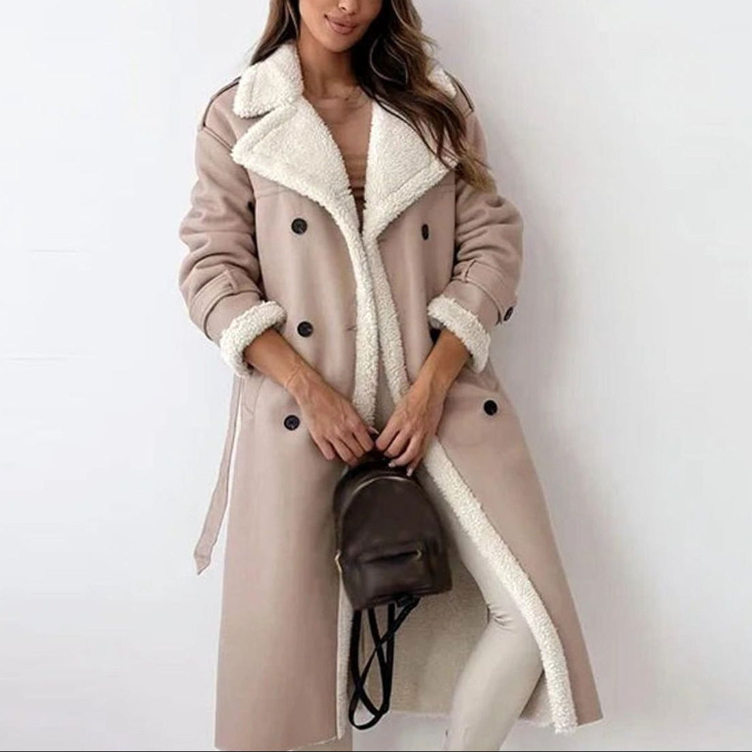 Maggie - Women's Button-Front Faux-Leather Coat