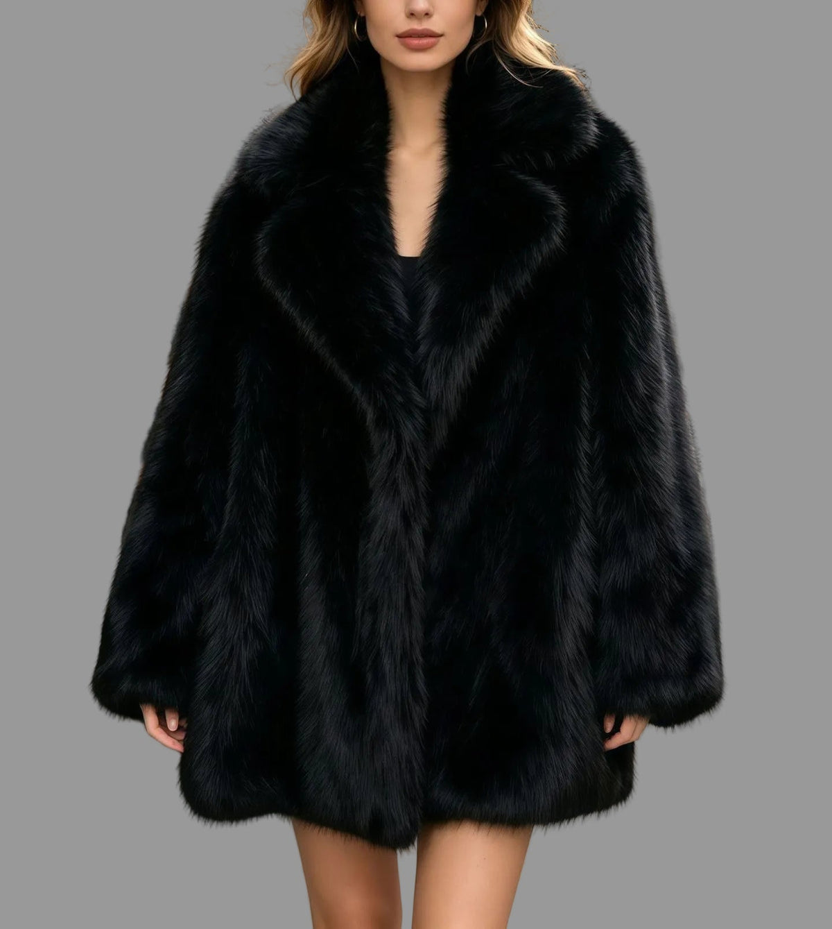 Maggie - Women's Faux Fur Oversized Collar Coat