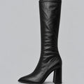 Magnolia - Women's Tall Faux Leather Boots with Chunky Block Heel