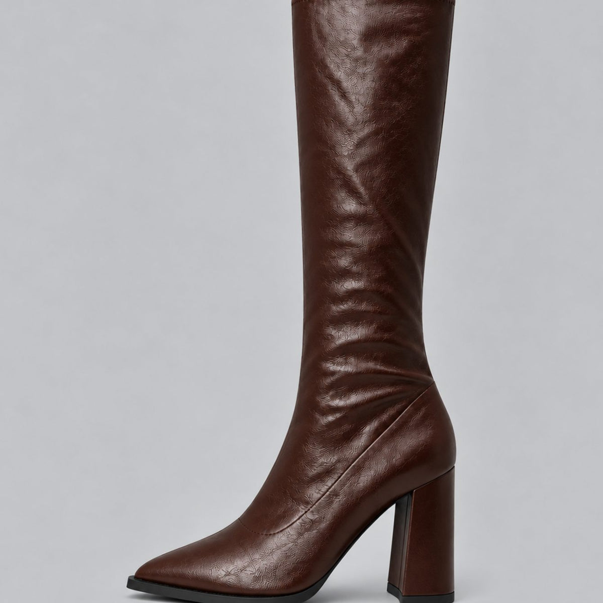 Magnolia - Women's Tall Faux Leather Boots with Chunky Block Heel