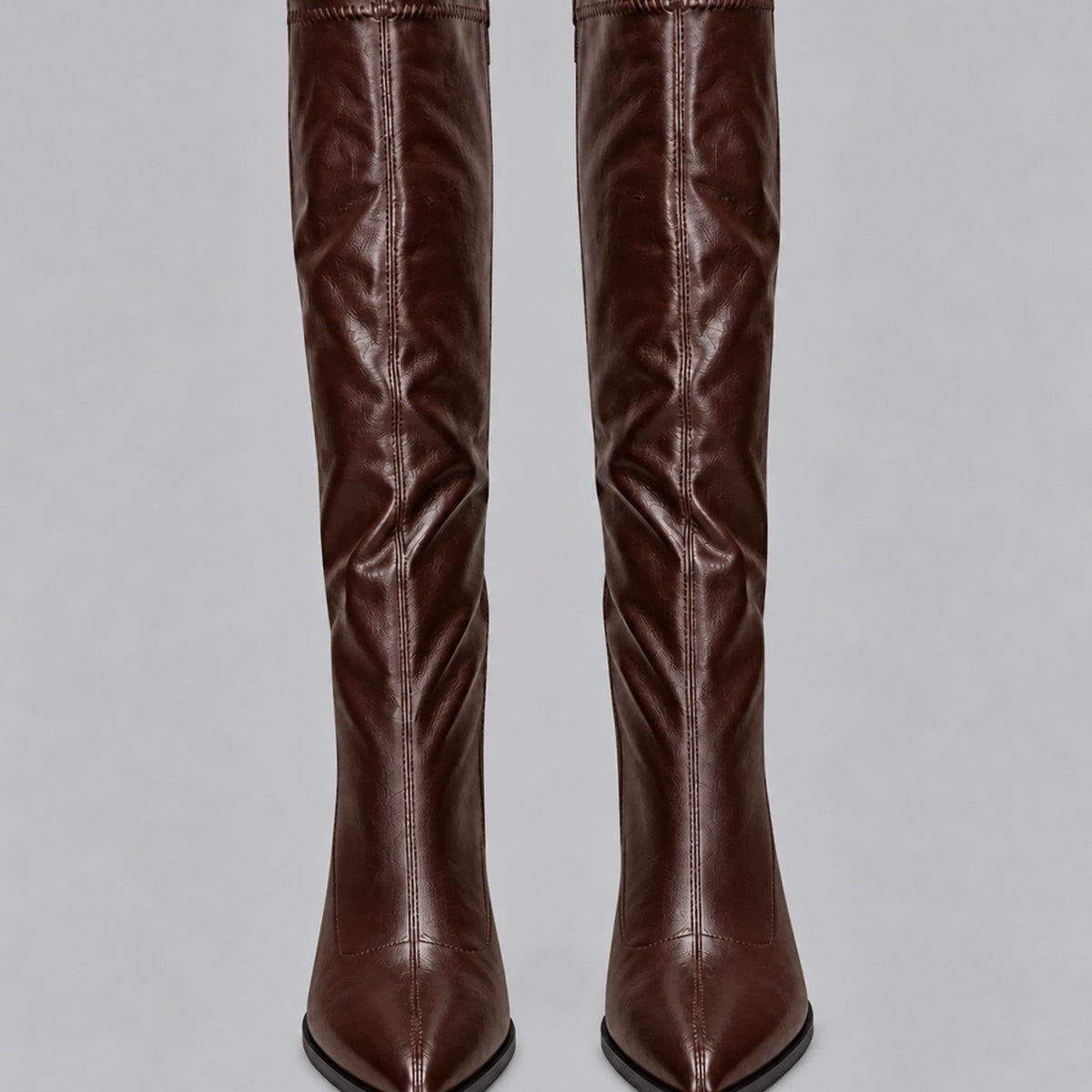 Magnolia - Women's Tall Faux Leather Boots with Chunky Block Heel