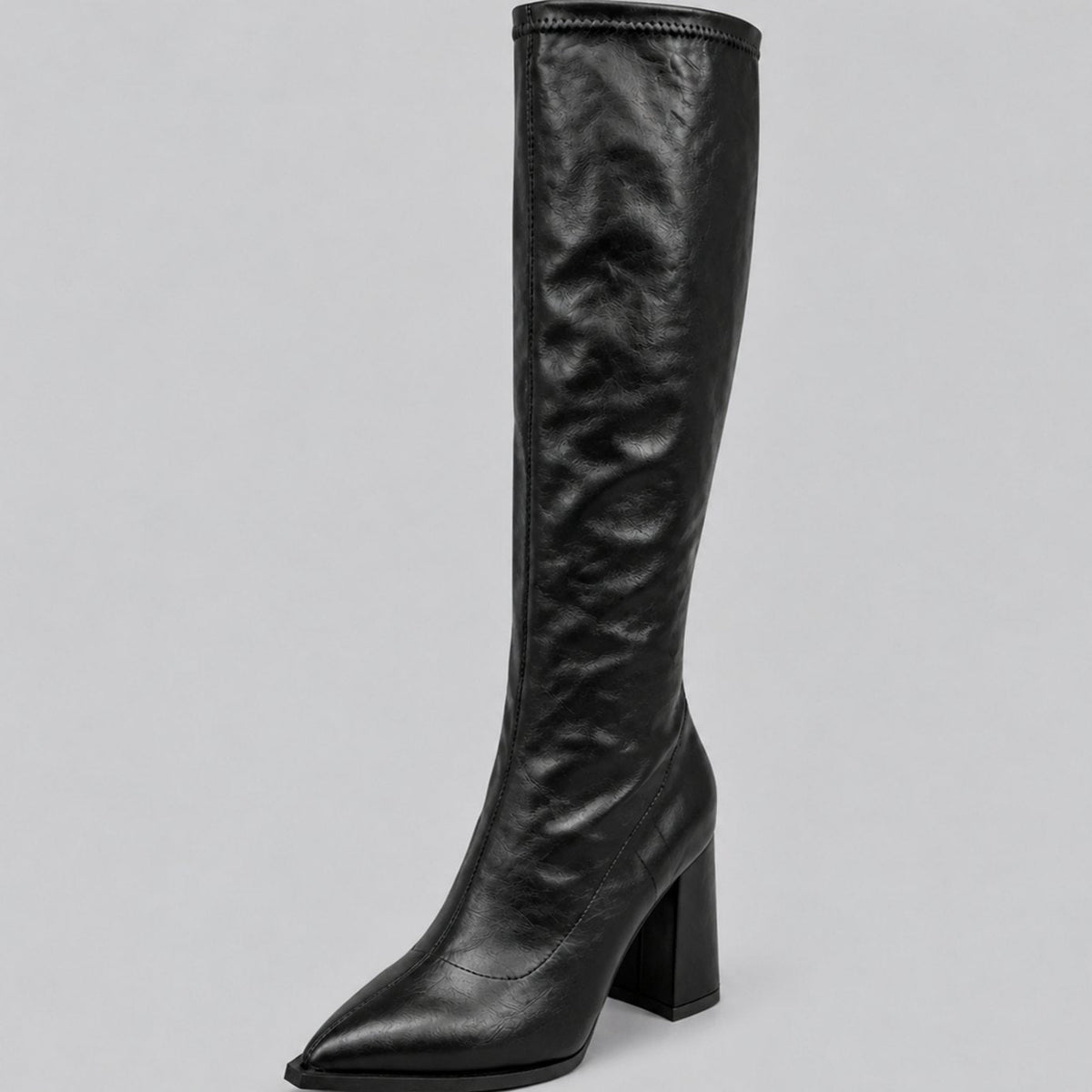 Magnolia - Women's Tall Faux Leather Boots with Chunky Block Heel