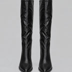 Magnolia - Women's Tall Faux Leather Boots with Chunky Block Heel