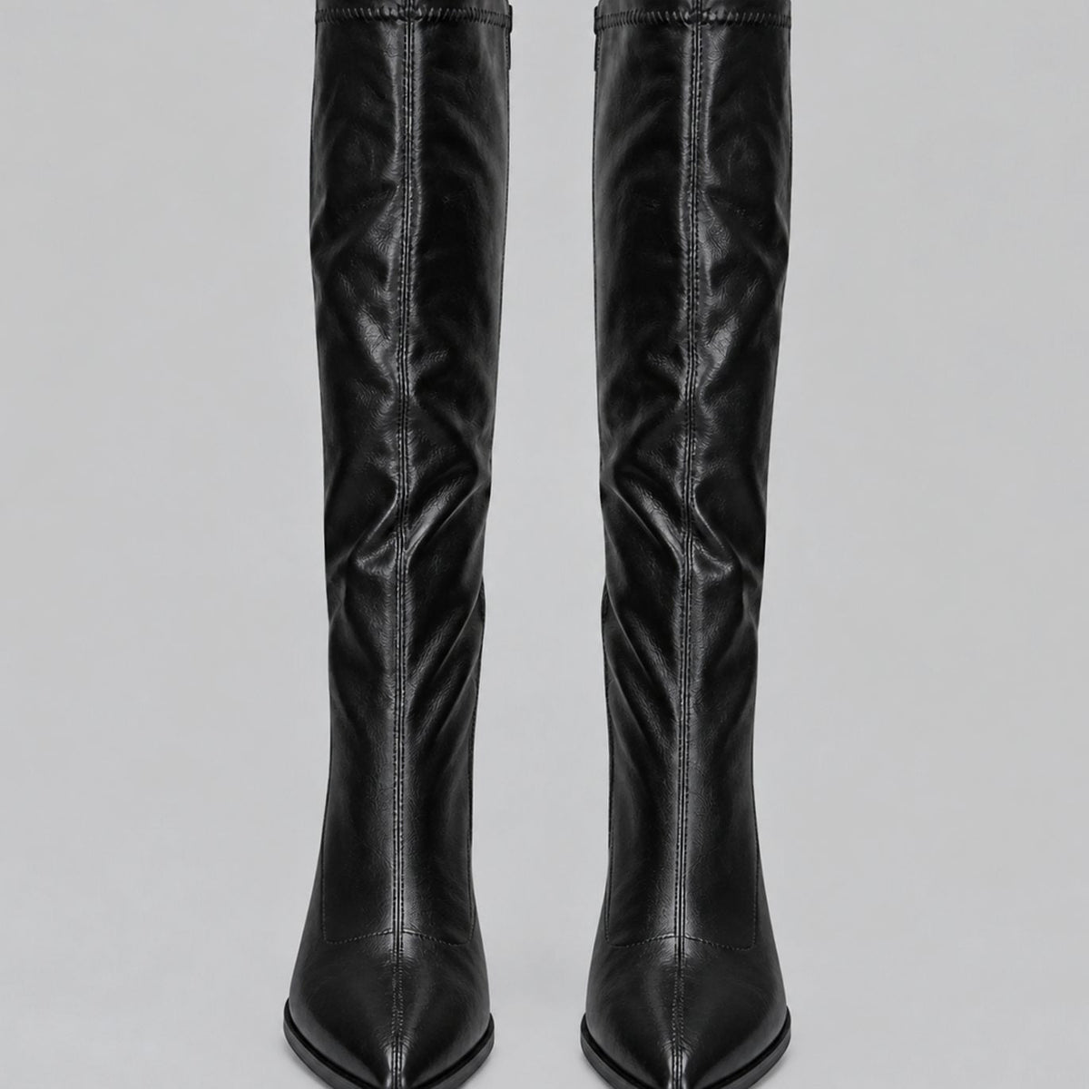 Magnolia - Women's Tall Faux Leather Boots with Chunky Block Heel