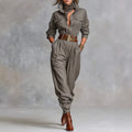 Mallory - Women's Utility Long Sleeve Button-Up Jumpsuit 1