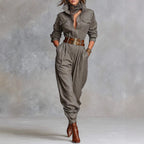 Mallory - Women's Utility Long Sleeve Button-Up Jumpsuit 1