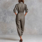 Mallory - Women's Utility Long Sleeve Button-Up Jumpsuit 3